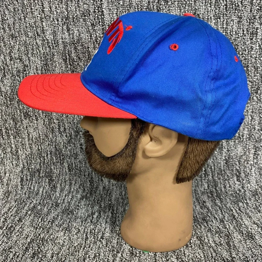 Vtg Drew Pearson New York Giants Snapback Hat Cap Blue Red Helmet NFL Youth
